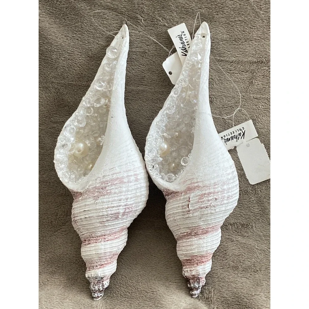 Katherine's Collection ~ Jeweled Faux Seashell Conch Shell Christmas Ornaments
